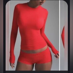 SKIMS Bold Red fits everybody long sleeve top